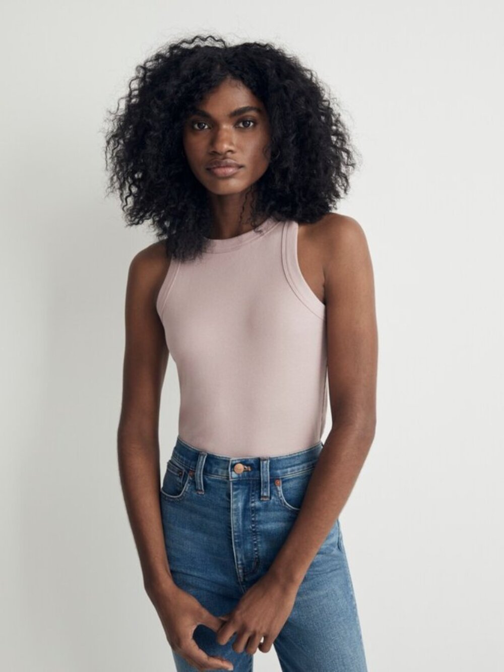 Madewell - Supima Rib Cutaway Tank Top MD070 | Warm Thistle Pink Rose | Size XS